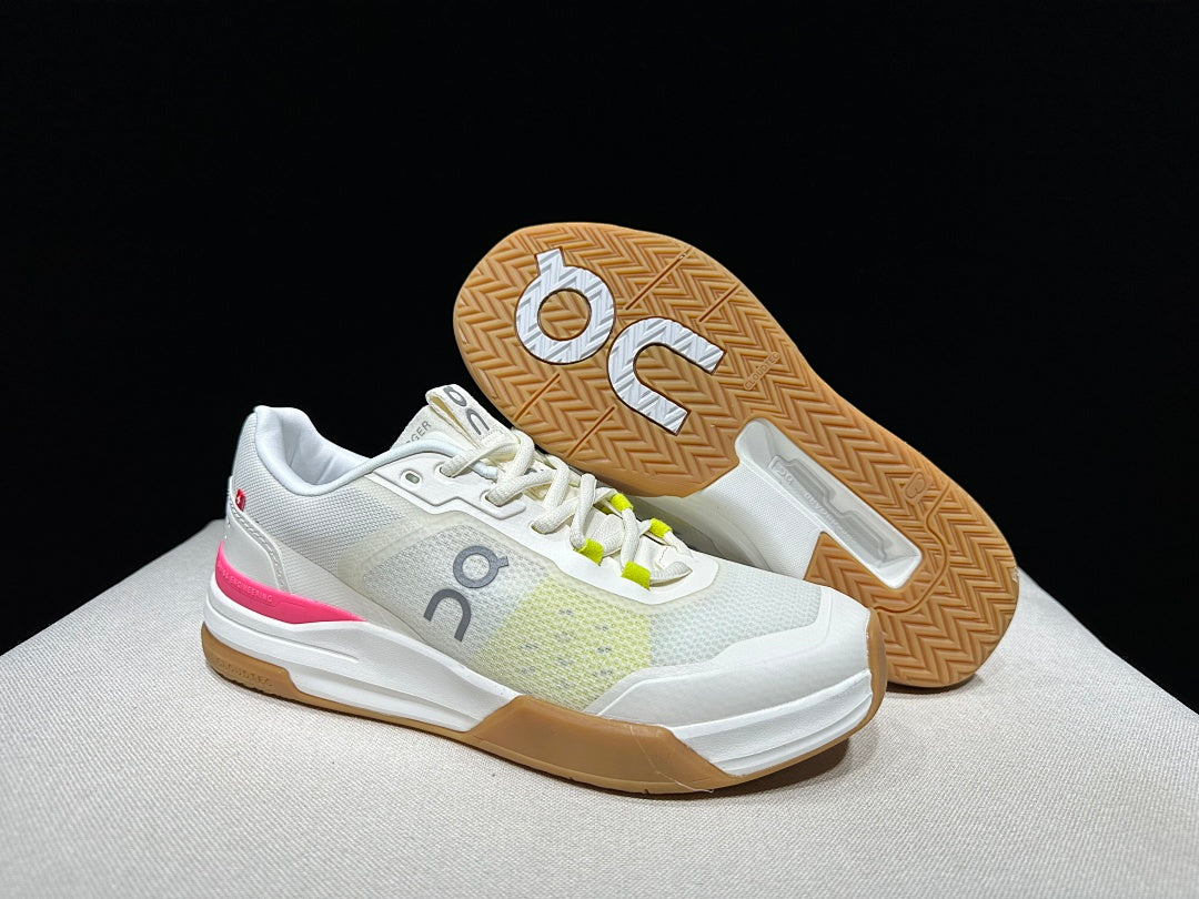 On THE ROGER Advantage Pro Tennis Shoes White Beige Pink