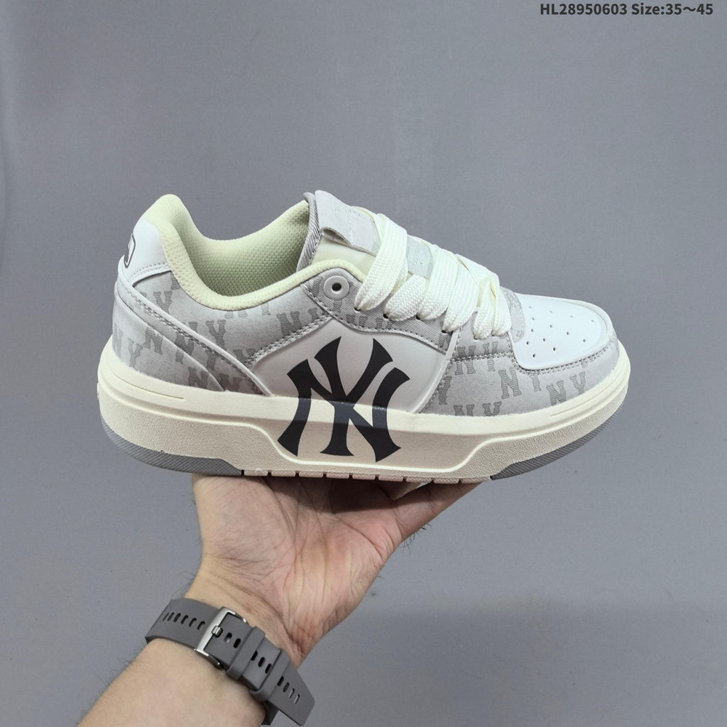 MLB New York Yankees Platform Sneakers, White and Gray