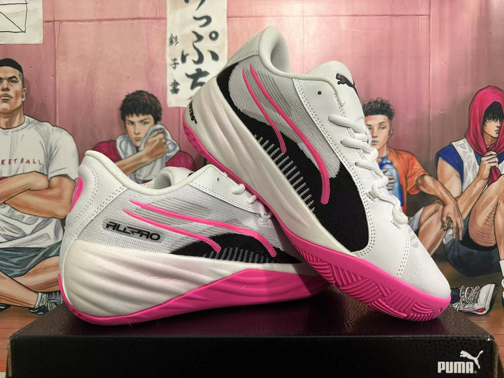 PUMA All-Pro Basketball Shoes White Black Pink