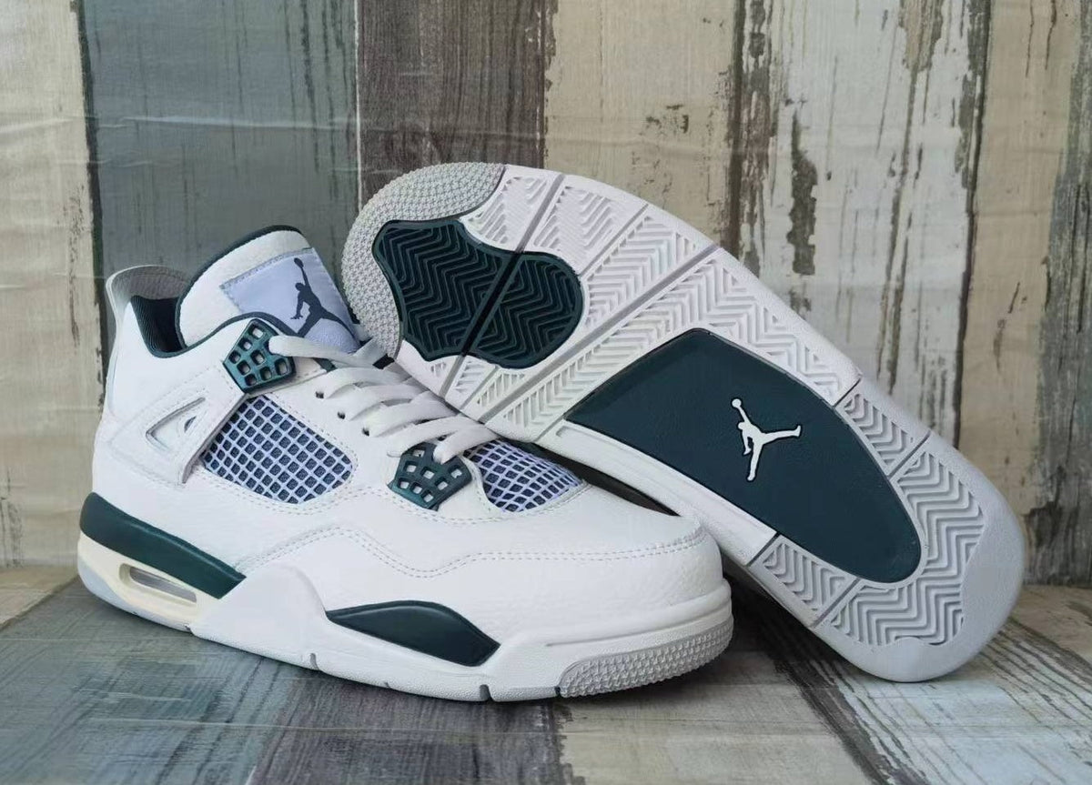 Jordan 4 White and Dark Green Sneakers