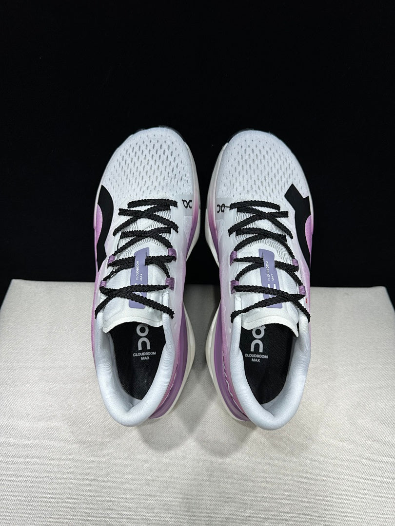 On Cloudboom Max White Purple Running Sneakers