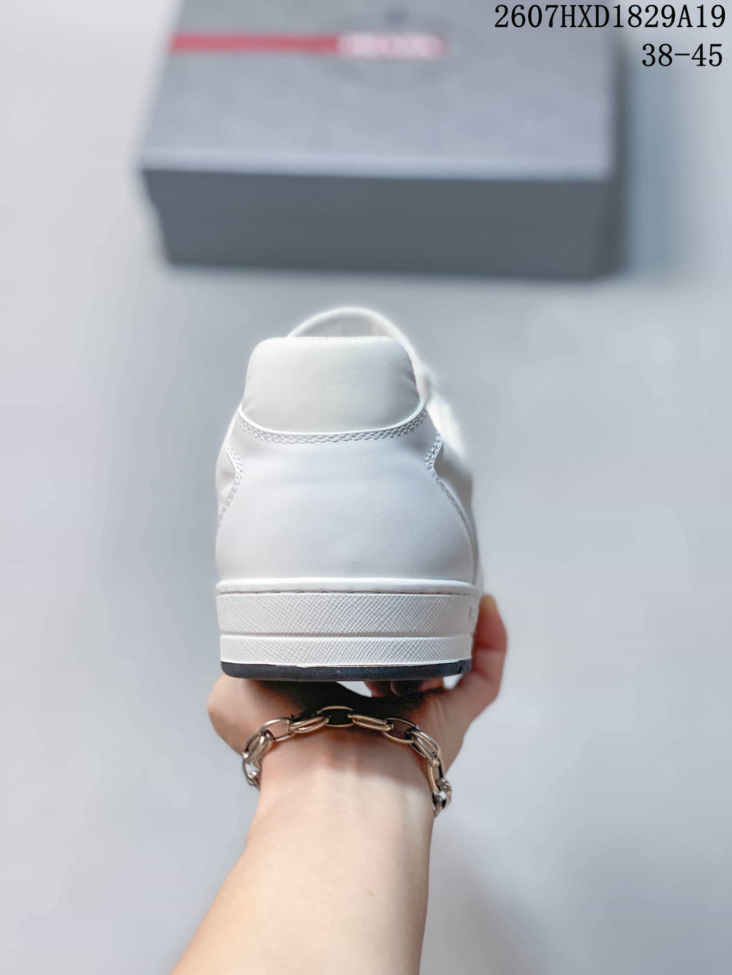 Prada Downtown White Leather Low-Top Sneakers 2607HXD1829A19