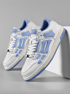 AIVIR White and Light Blue Low-Top Sneakers