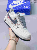Nike Air Force 1 Low White Monogram Print Sneakers
