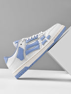AIVIR White and Light Blue Low-Top Sneakers