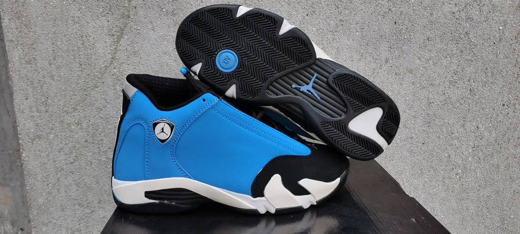 Air Jordan 14 Retro Black and Blue High-Top Sneakers