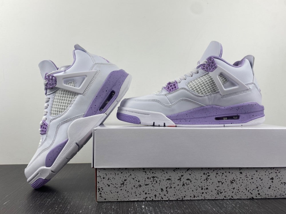 Air Jordan 4 Retro White and Purple Sneakers CT8527-115
