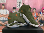 Jordan 6 Retro High-Top Sneakers in Olive Green and Orange