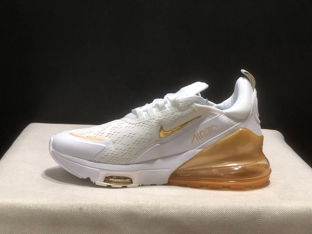 Nike Air Max 270 Premium White and Gold Sneakers