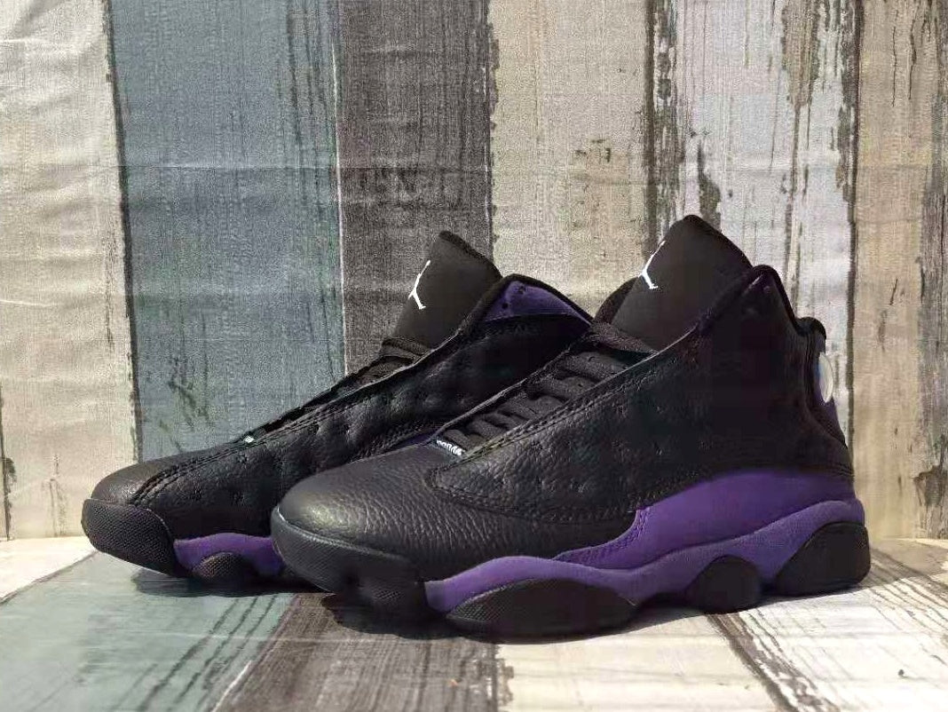 Jordan 13 Black and Purple Men's Sneakers