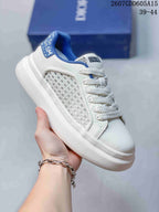 Dior White and Blue Low-Top Sneakers 2607GDD605A15