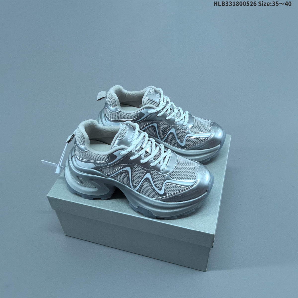GG-CC Chunky Low-Top Sneakers in Silver and White