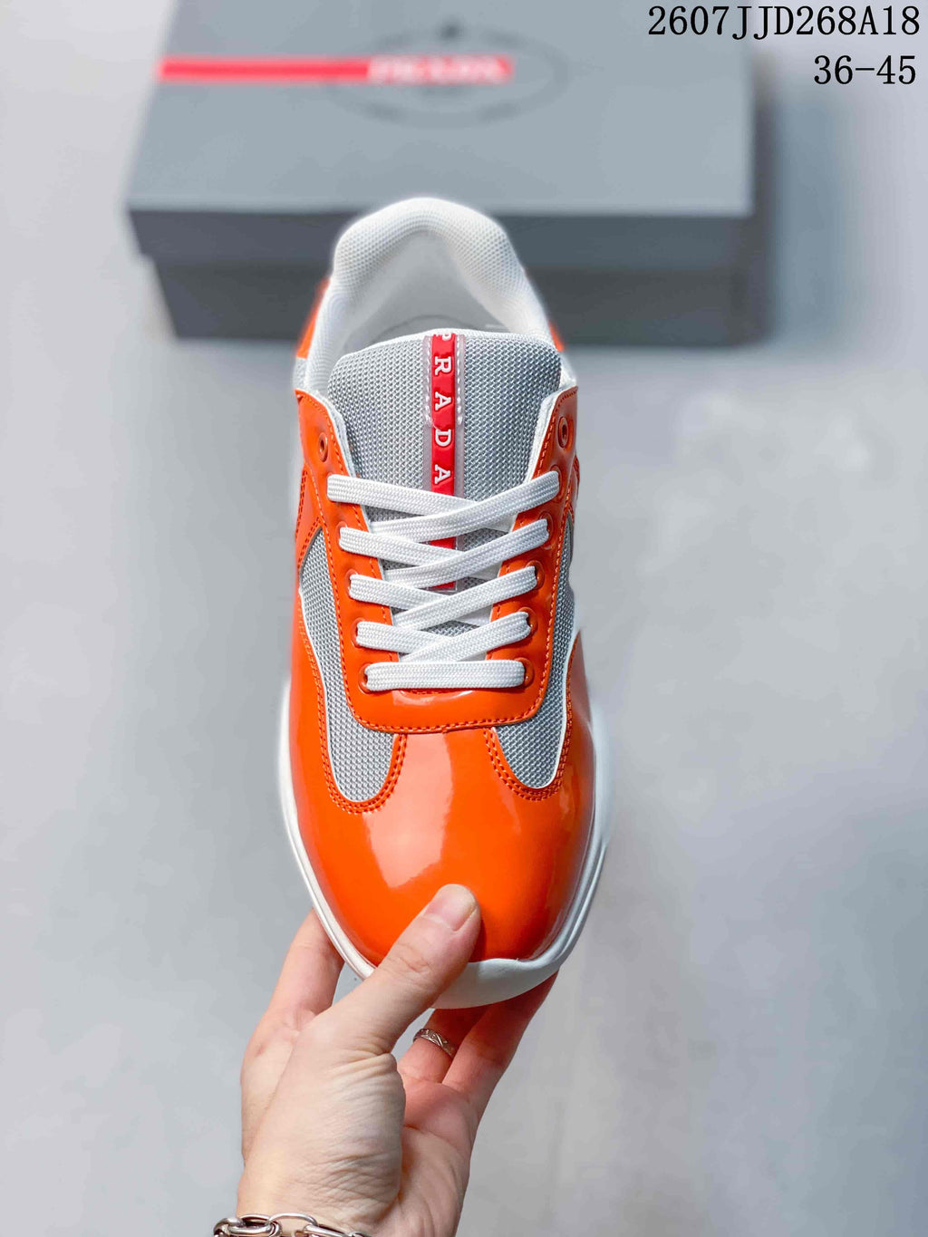 Prada America's Cup Orange Low-Top Lace-Up Sneakers