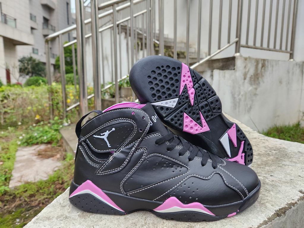 Jordan 7 High-Top Sneakers in Black, White and Pink