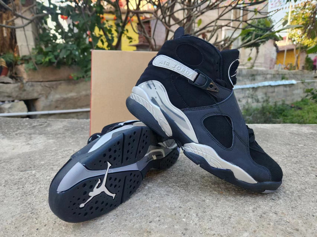 Air Jordan 8 High-Top Sneakers in Black and Red or Silver