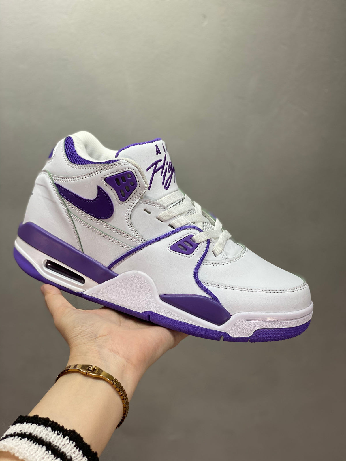 Nike Air Flight 89 White and Purple Sneakers 652-11