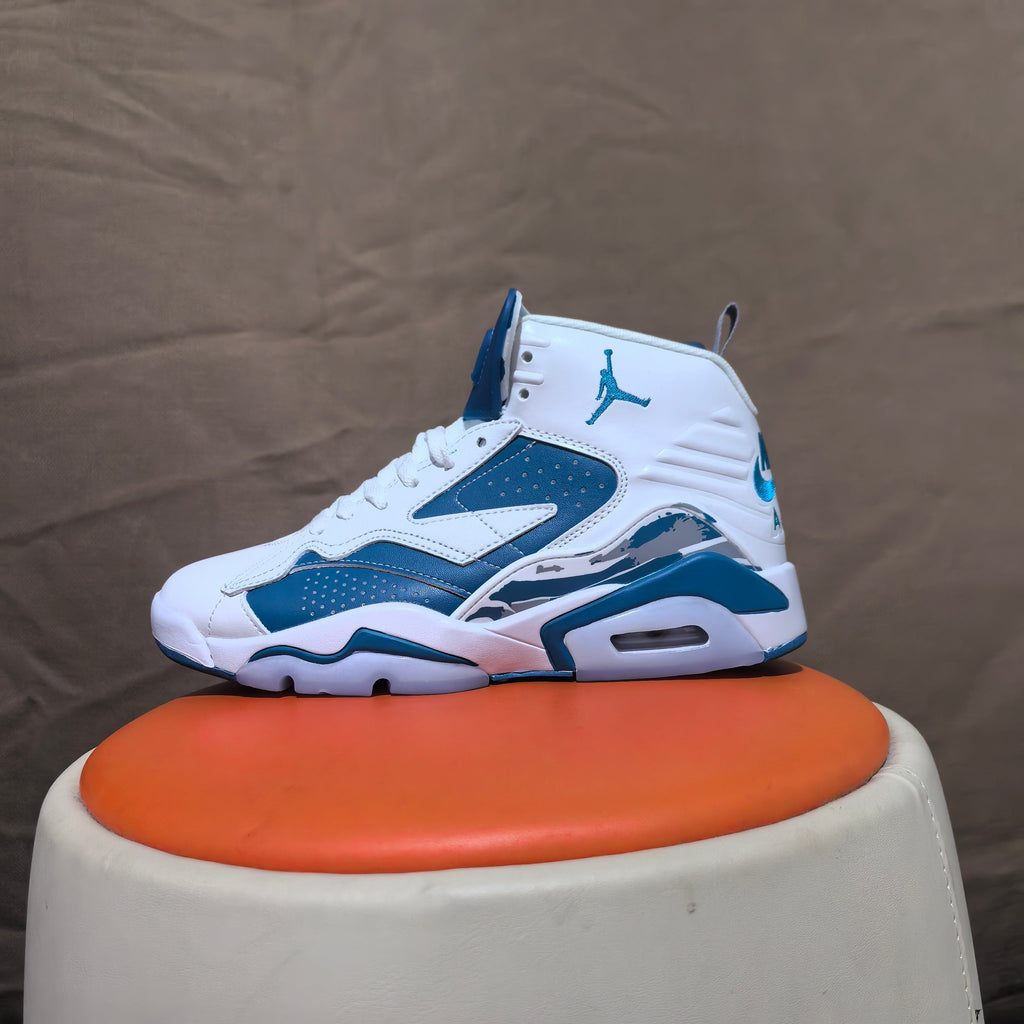 Jordan 6 Retro White and Blue High-Top Sneakers