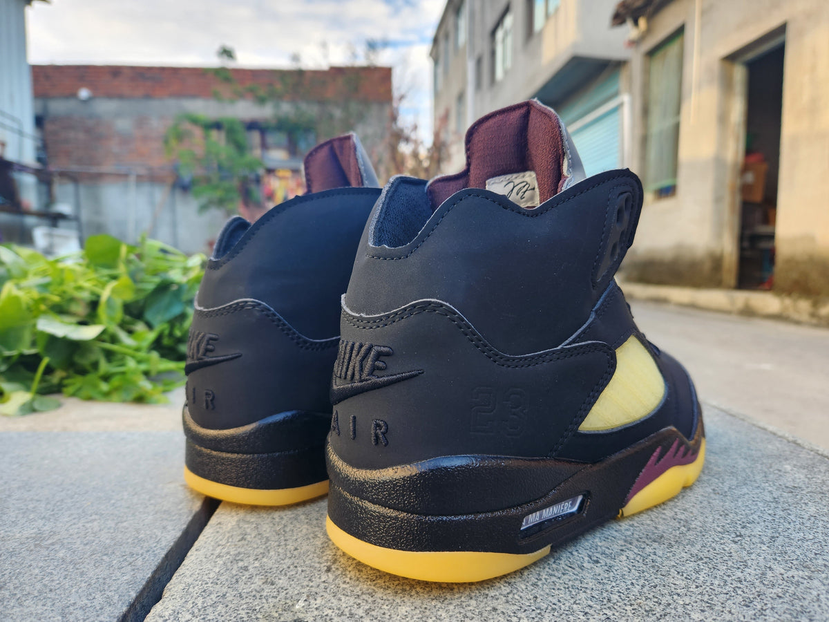 Air Jordan 5 High-Top Sneakers in Black and Yellow