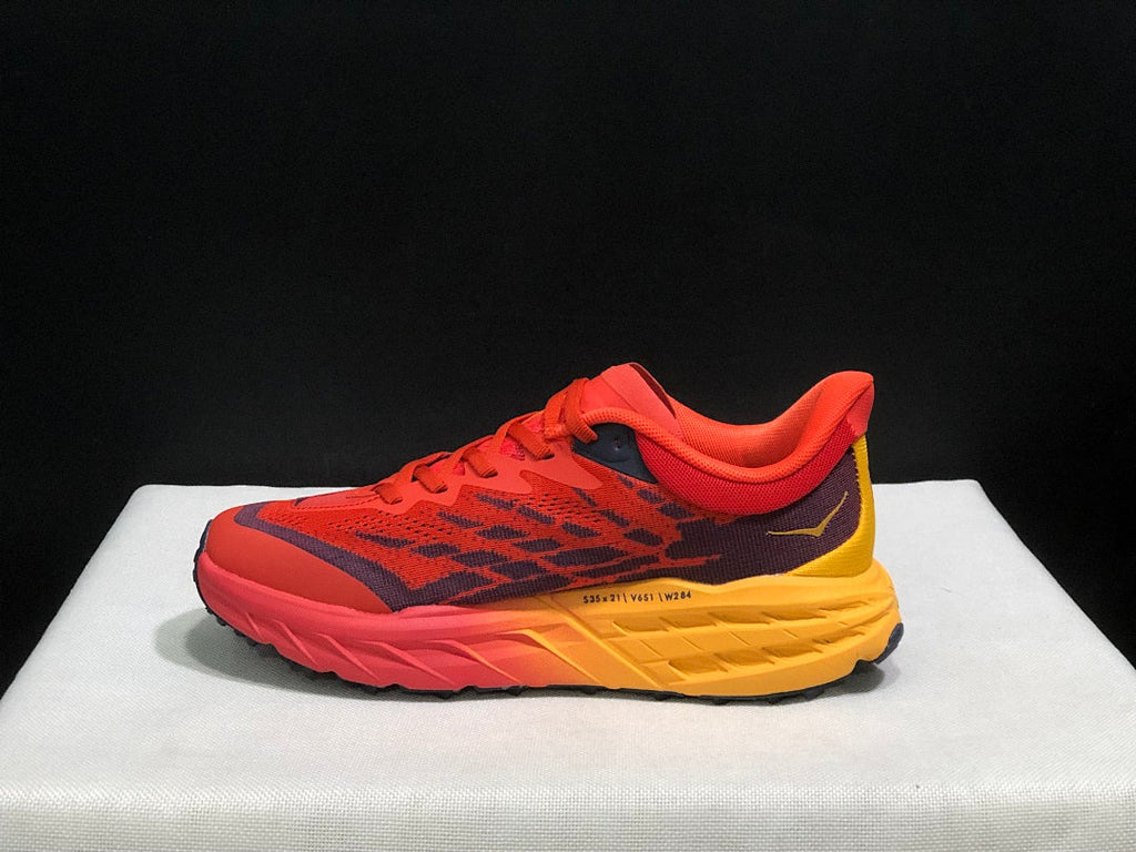 HOKA Speedgoat 5 Trail Running Shoes – Red and Yellow