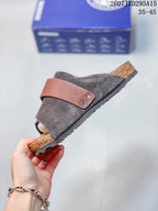 Birkenstock Boston Suede Shearling Sandals Brown