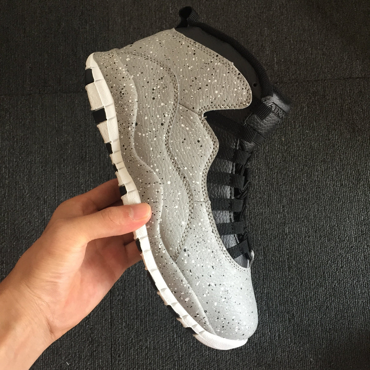 Jordan 10 High Sneakers in Grey and Black Speckle
