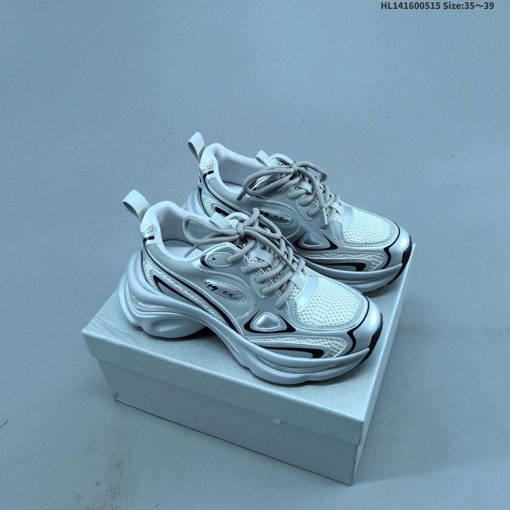 GG-CC G23X4317B Chunky Platform Sneakers, Silver and White