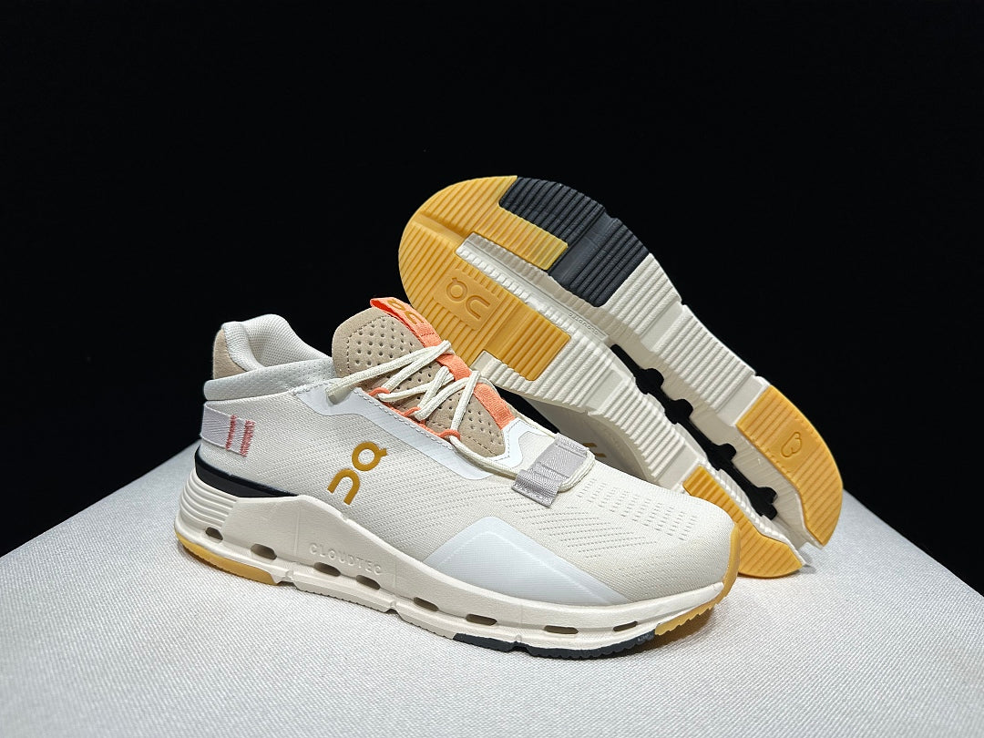 On Cloudnova 2 Sneakers in Ivory and Orange