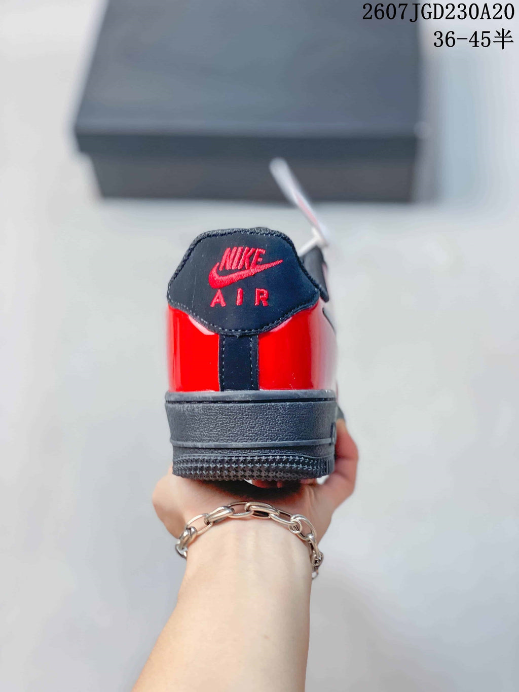 Nike Air Force 1 Low Red Black Patent Sneakers
