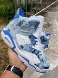Jordan 6 High-Top Sneakers in Blue Washed Denim