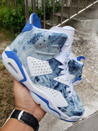 Jordan 6 High-Top Sneakers in Blue Washed Denim
