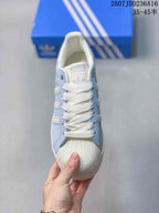 adidas Superstar Light Blue and White Sneakers JDD236A16