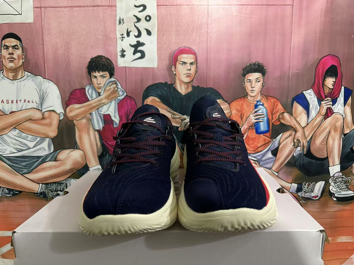 Basketball Shoes in Navy, Red and Cream