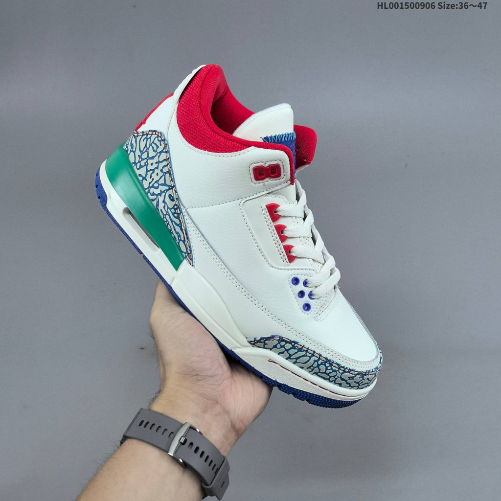 Air Jordan 3 Retro Chalk Track Red White Blue Sneakers