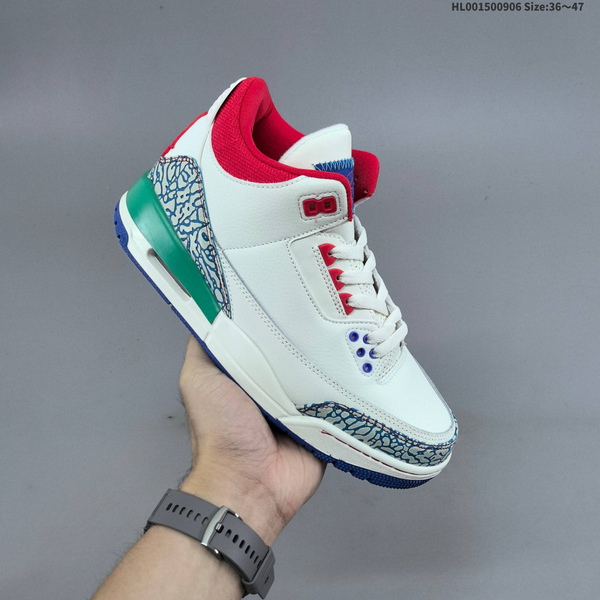 Air Jordan 3 Retro Chalk Track Red White Blue Sneakers
