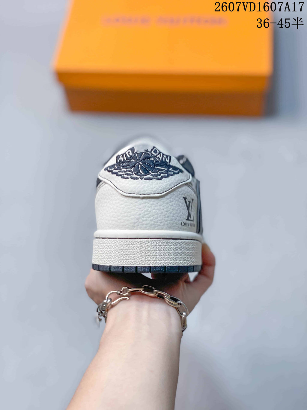 Jordan 1 Low White Navy Monogram Sneakers