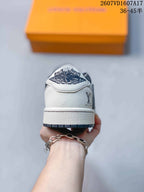 Jordan 1 Low White Navy Monogram Sneakers