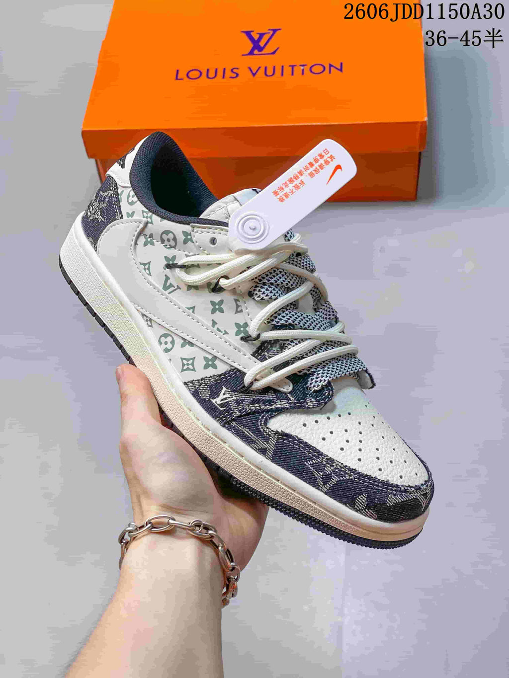 Jordan Air Jordan 1 Low Style Sneakers, Monogram Denim