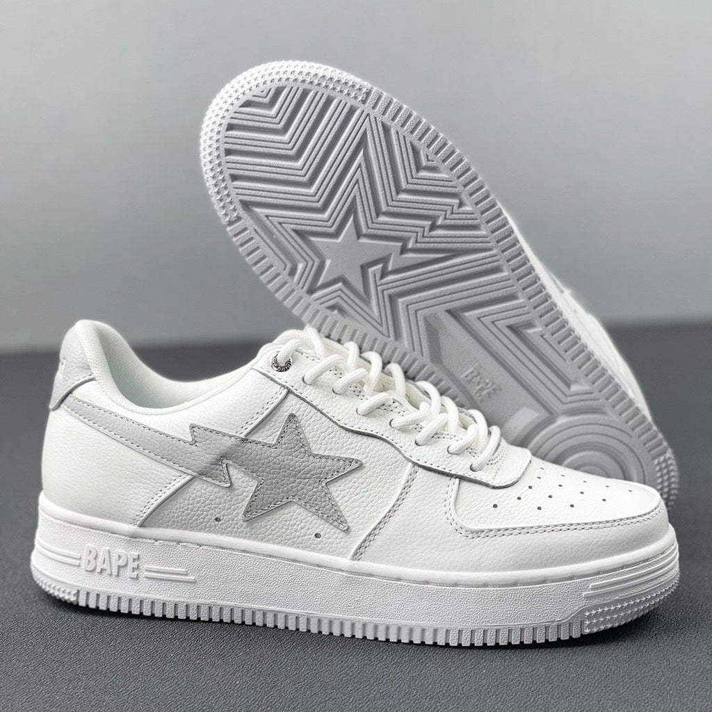 BAPE STA Low Sneakers in White and Grey