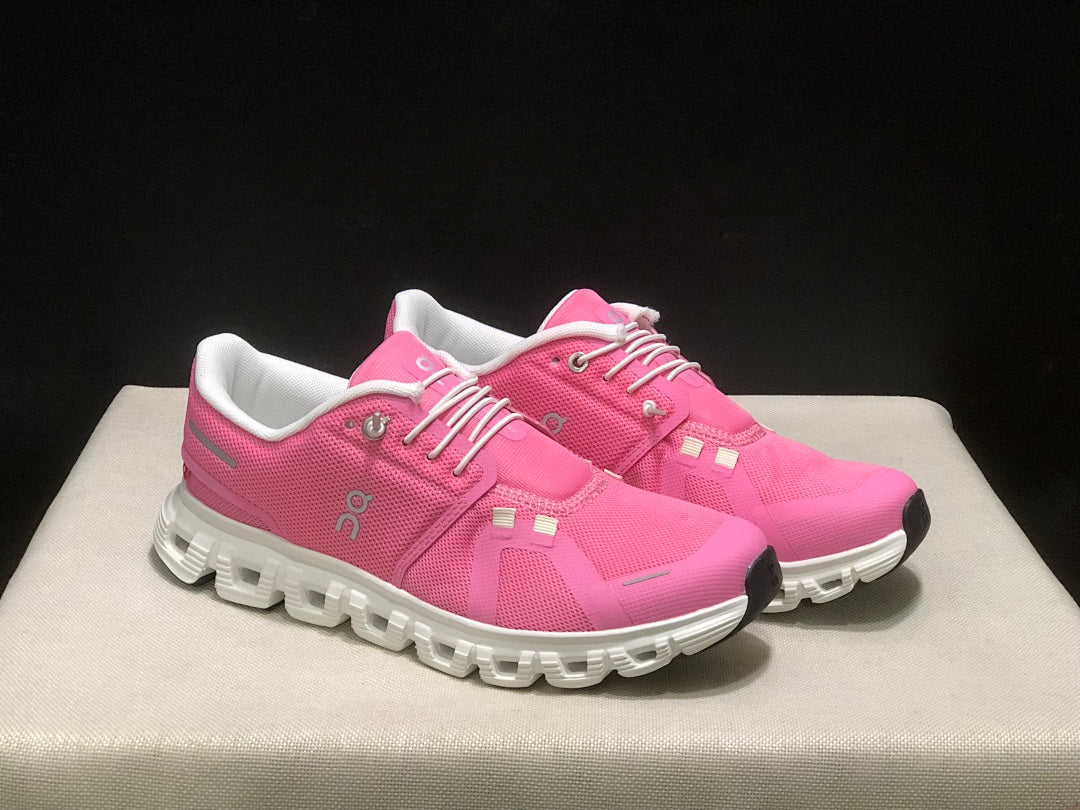 On Cloud 6 Sneakers in Pink and White