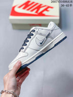 Nike SB Dunk Low White and Navy Sneakers 2607VD1606A16