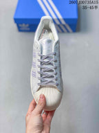 adidas Superstar White and Lavender Shell-Toe Sneakers