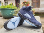 Jordan 5 High-Top Sneakers in Deep Blue