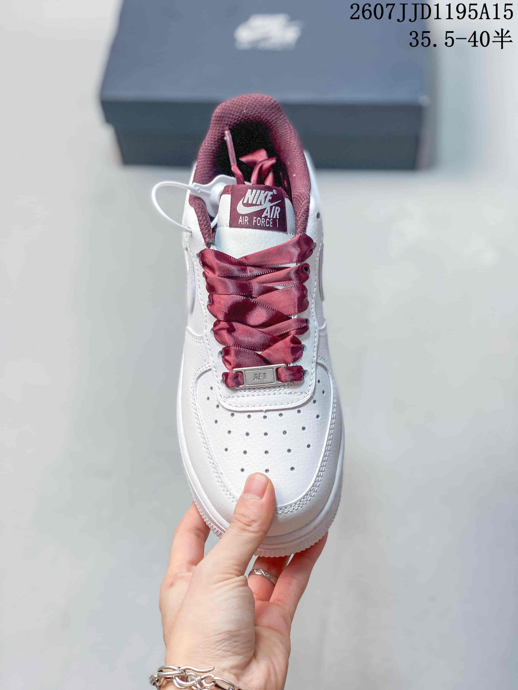 Nike Air Force 1 '07 Low White Burgundy Sneakers