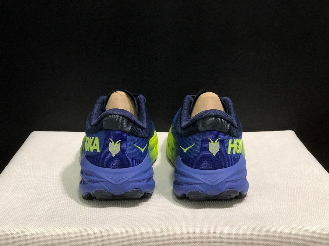 HOKA Speedgoat 5 Trail Running Shoes, Navy and Lime