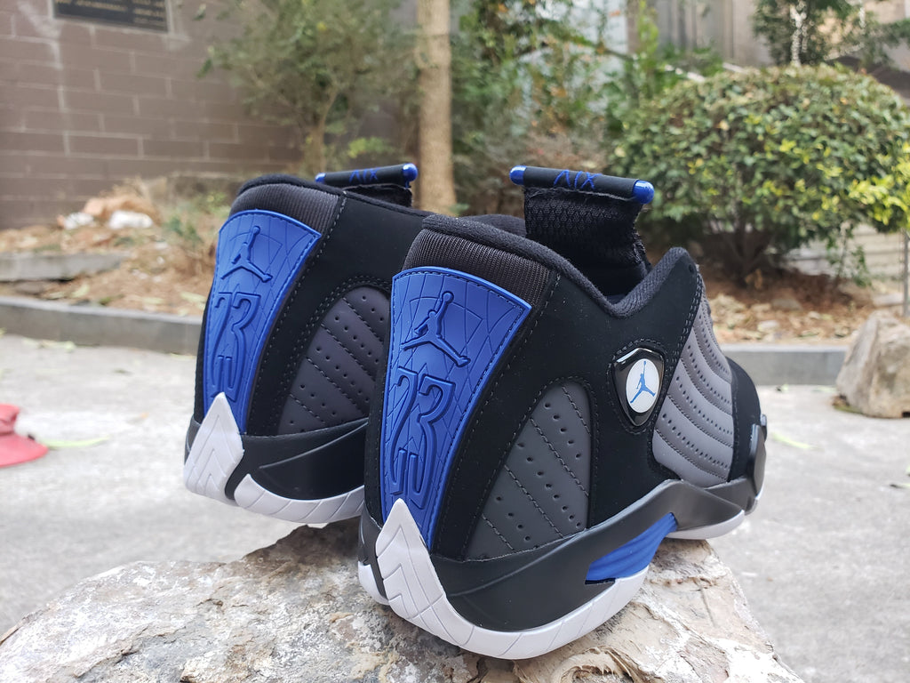 Jordan 14 Men’s High-Top Sneakers in Black, Blue and Iridescent