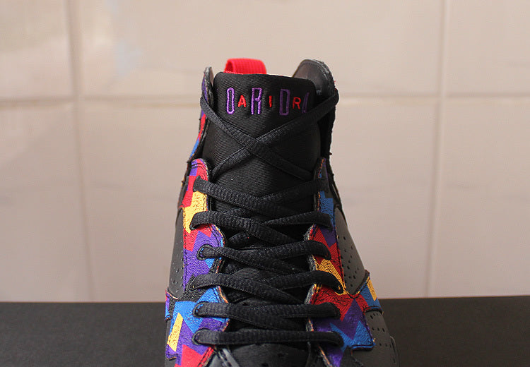 Air Jordan 7 Retro Black Colorful High-Top Sneakers