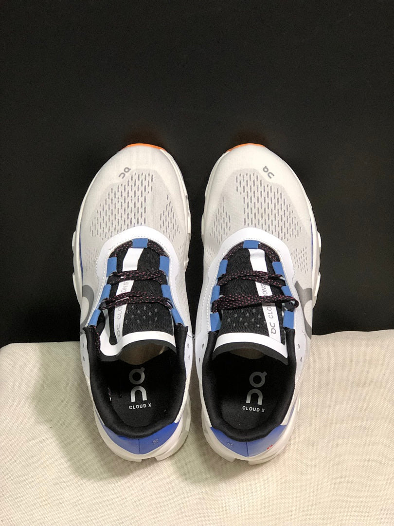 On Cloudmonster Sneakers in Mist White and Blue
