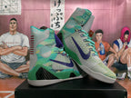 Nike Super Soldier Basketball Shoes, Gray Green and Purple