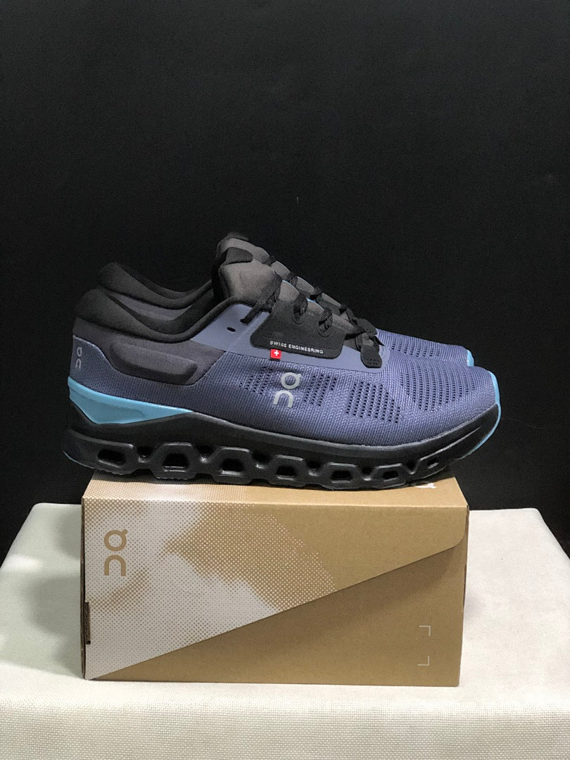 On Cloudstratus 3 Running Shoes, Black and Blue