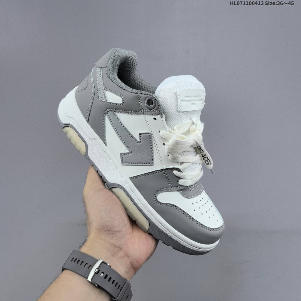 Off-White Arrows Low-Top Sneakers in White and Grey